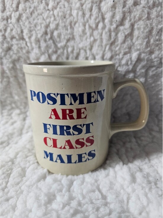 Other - Vintage Postmen Are First Class Males Coffee Mug Cup Japan USPS Post Office 4"